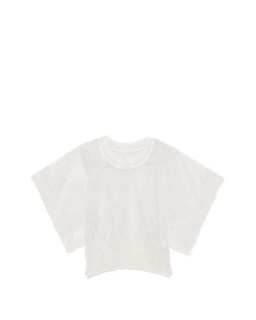 Issey Miyake White Cialda Open-Knit Short-Sleeve Linen T-Shirt