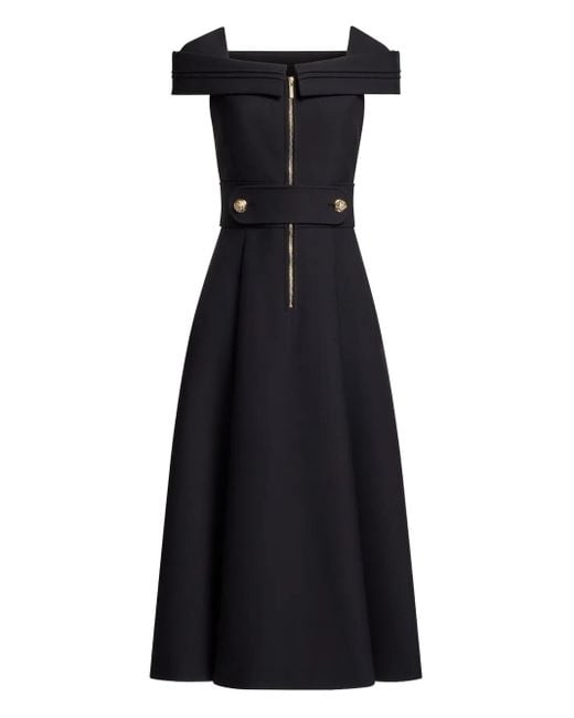 Elie Saab Black Zip-Detail Midi Dress