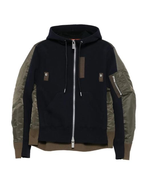 Sacai Black Panelled Hooded Jacket