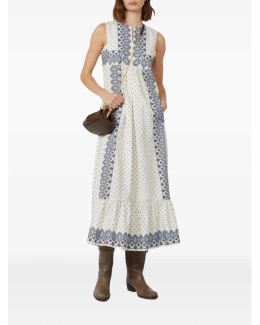 Weekend by Maxmara White Manila Paisley-Print Tiered Midi Dress