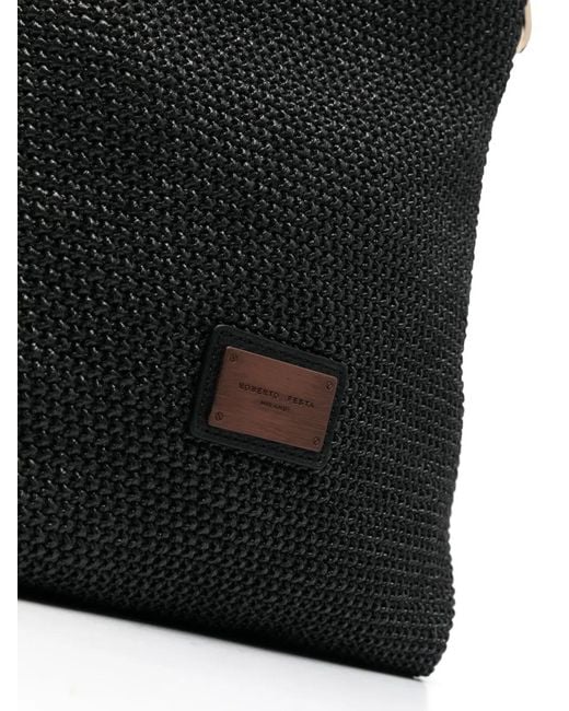 Roberto Festa Black Logo-Patch Tote Bag
