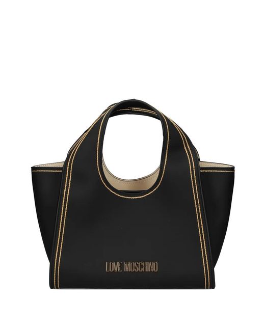 Love Moschino Black Logo-Plaque Stitched Tote Bag