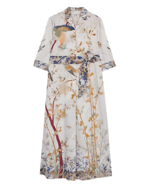 Pierre Louis Mascia Diomedes バード ベルテッドシャツドレス White