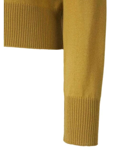 AMI Yellow Ami De Coeur Wool Cardigan