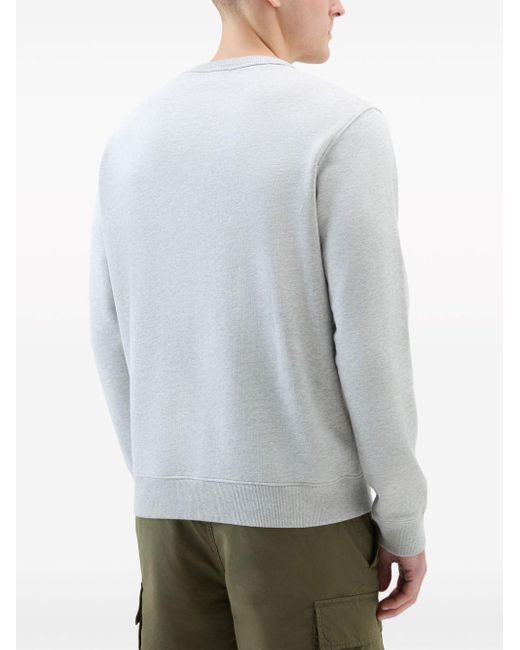 Woolrich White Logo-embroidered Cotton Sweatshirt for men