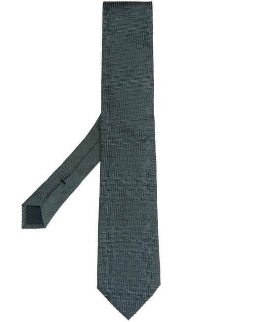 Tom Ford Green Herringbone Jacquard Silk Tie for men
