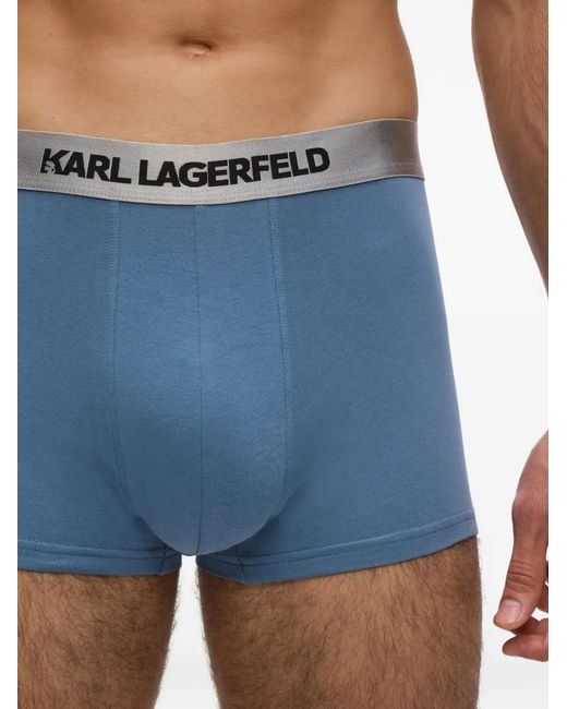 Karl Lagerfeld Blue Logo-Waistband Boxers (Set Of Three) for men
