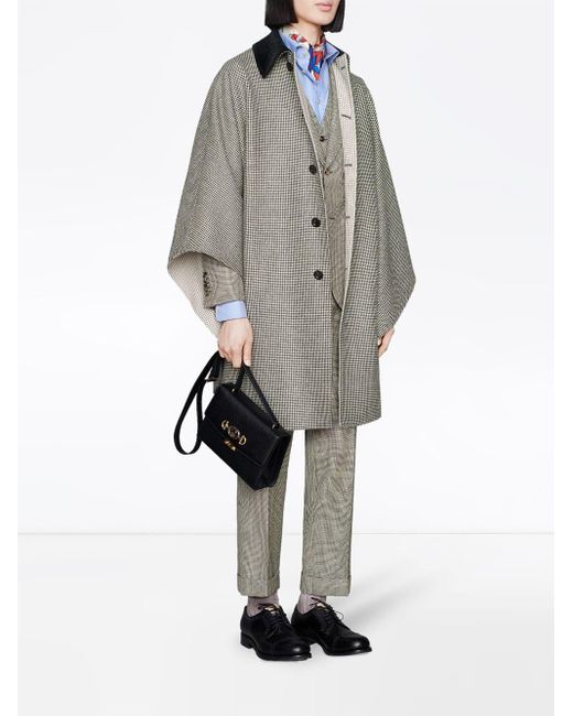 Gucci Houndstooth Wool Cape in Gray for Men - Lyst