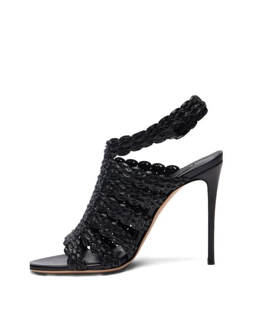 Casadei Black Woven Heeled Sandals