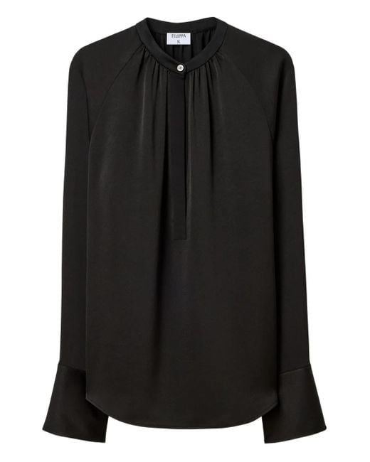 Filippa K Black Raglan-Sleeve Buttoned Blouse