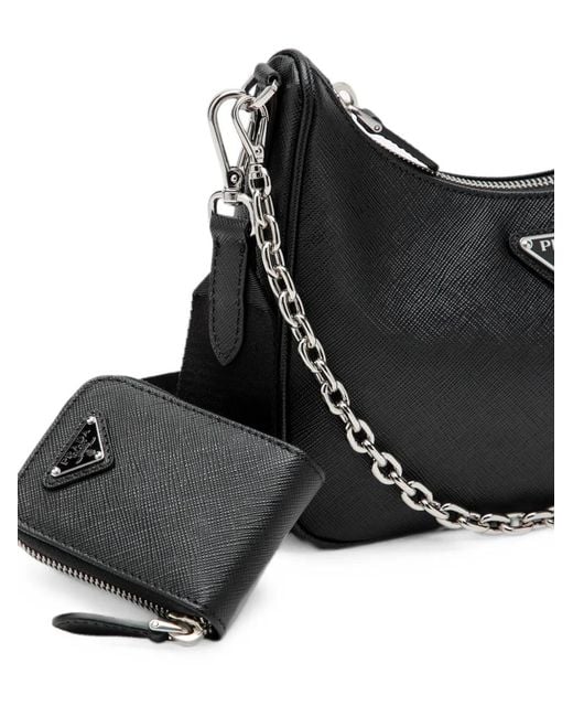 Prada Black Re-Edition 2005 Saffiano Leather Shoulder Bag