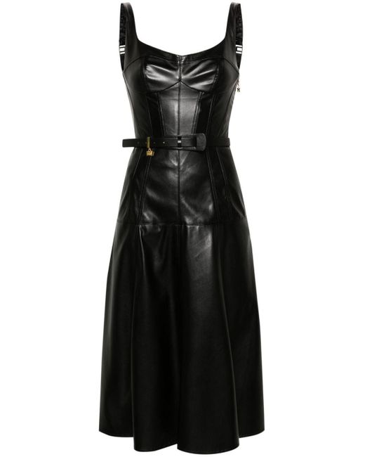 Elisabetta Franchi A-lijn Midi-jurk Met Vlakken in het Black