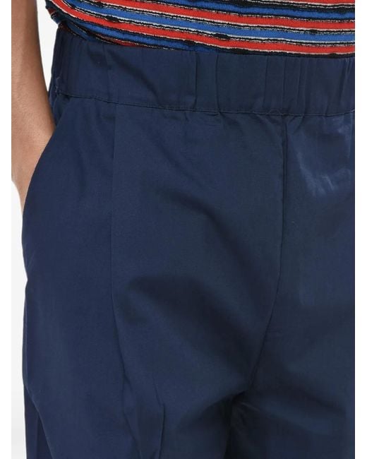 Laneus Blue Pleated Elasticated-Waistband Trousers for men