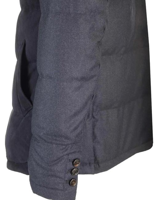 Al Duca D'aosta Blue Shearling-Collar Suede-Panel Padded Jacket for men