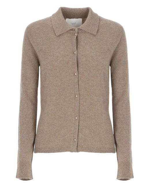 Vanisé Brown Collared Buttoned Cardigan
