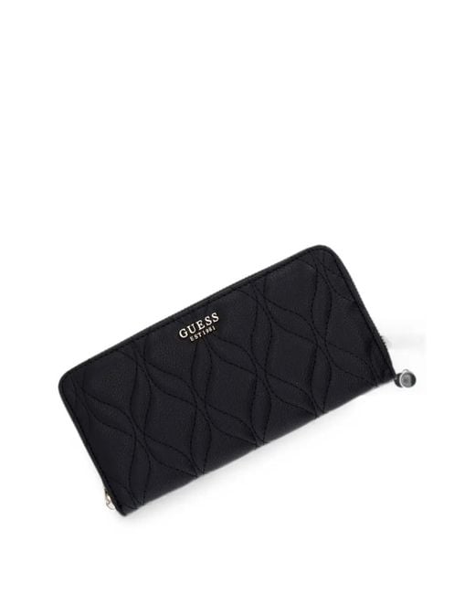 Guess Black Quilted Logo-Detail Wallet