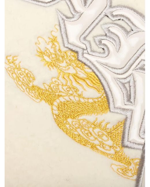 AWAKE NY White Dragon-Embroidered Varsity Jacket for men