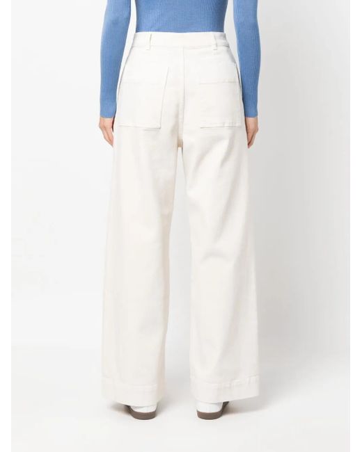P.A.R.O.S.H. White Multiple-Pockets High-Waisted Trousers