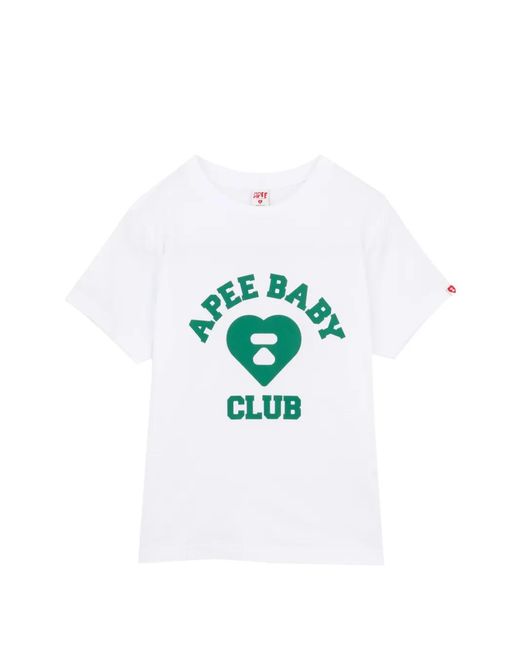 AAPE BY A BATHING AP Blue Heart Logo-Print Crew-Neck T-Shirt
