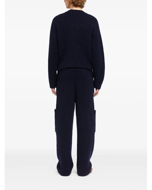 Alanui Blue Patch-Pocket Knitted Trousers for men