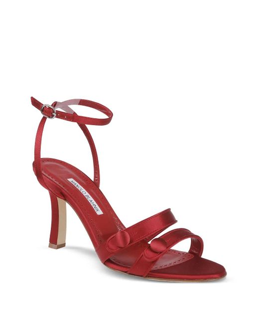Manolo Blahnik Red 90Mm Neusita Sandals