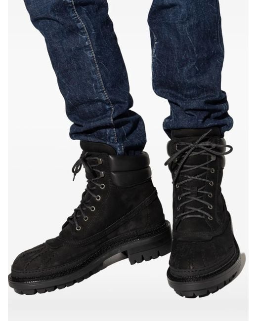DSquared² Black Army Padded Lace-Up Boots for men