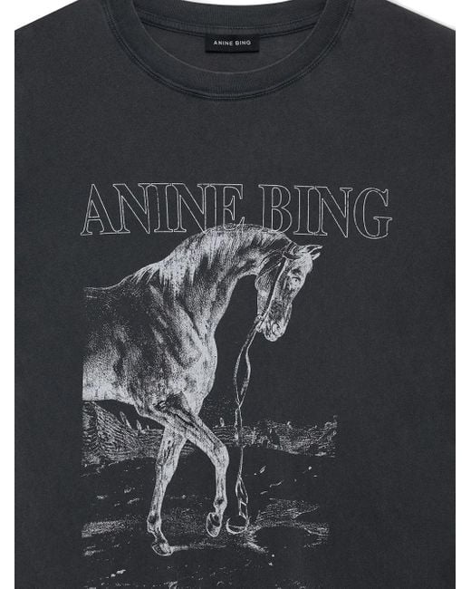Anine Bing Black T-Shirt Lili Tee Horse