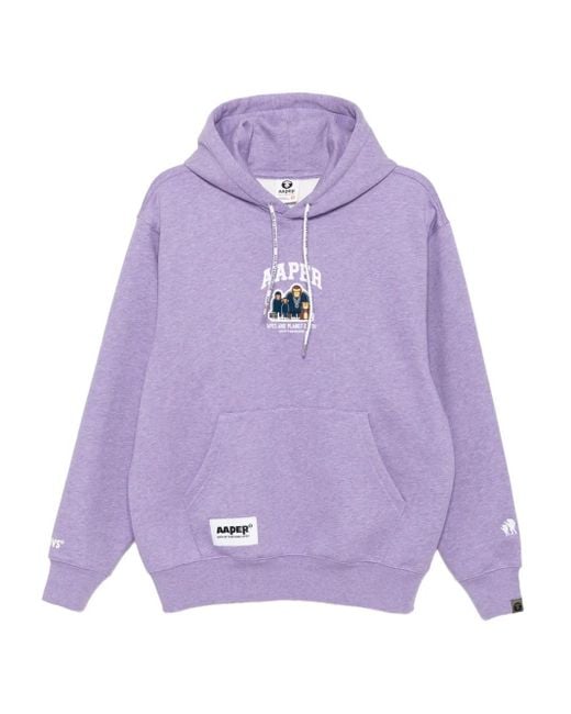 メンズ Aape By A Bathing Ape ロゴプレート パーカー Purple