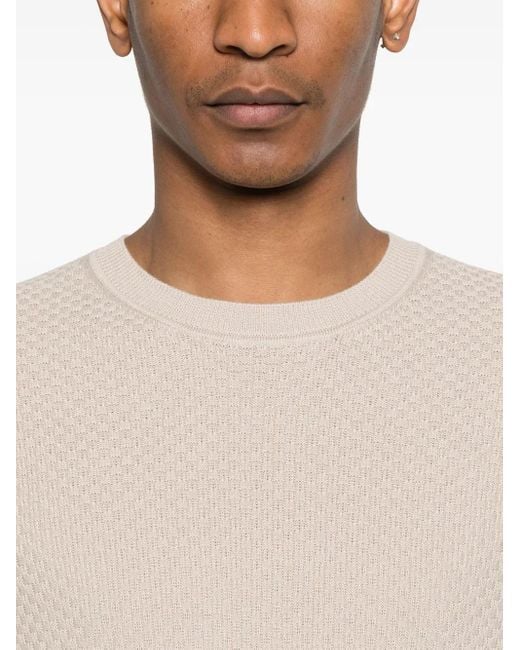 メンズ Canali コットン クルーネックセーター Natural