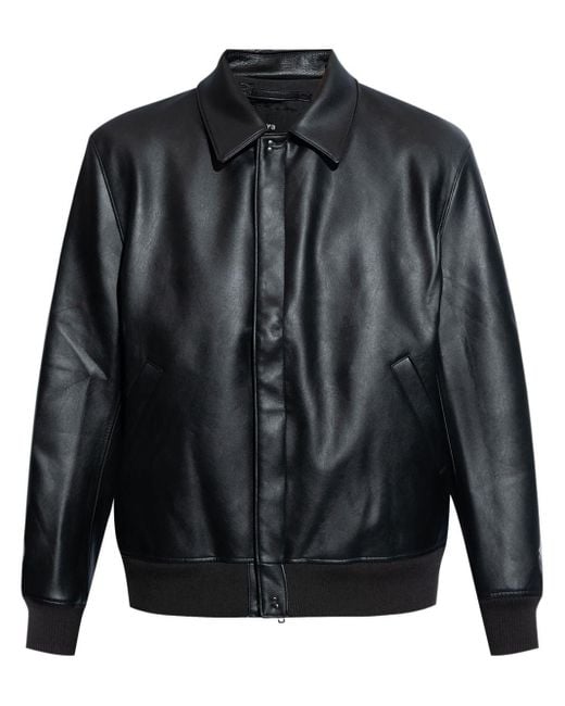 Y-3 Black Real Madrid Feaus-leather Jacket for men