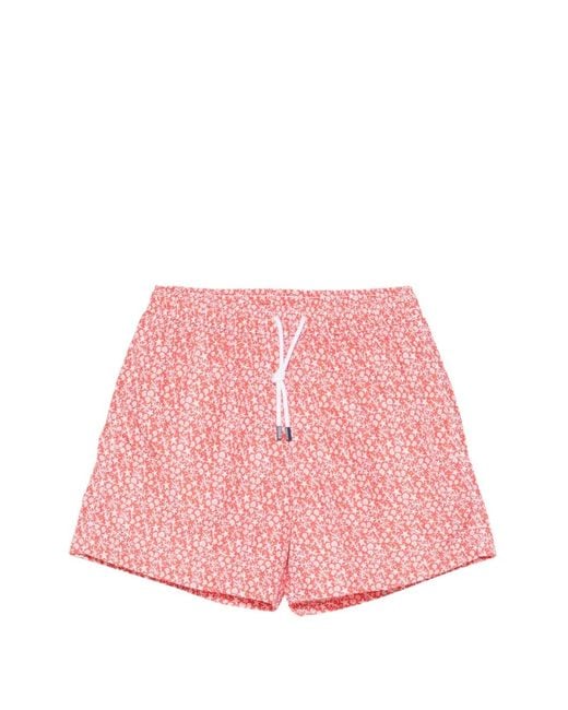 Fedeli Pink Madeira Printed Swim Shorts for men