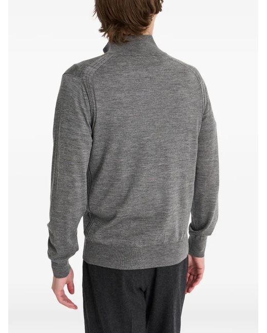 Pringle of Scotland Gray Quarter-Zip Merino Wool Sweater for men