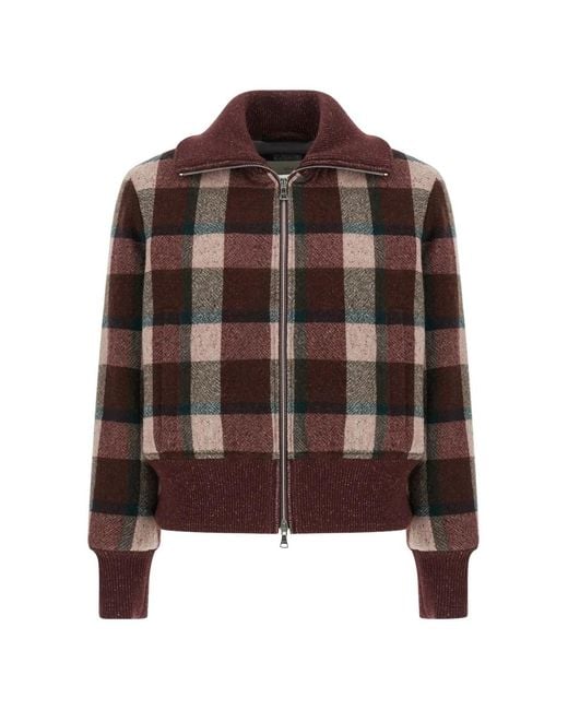 Paul & Shark Brown Check-Pattern Bomber Jacket