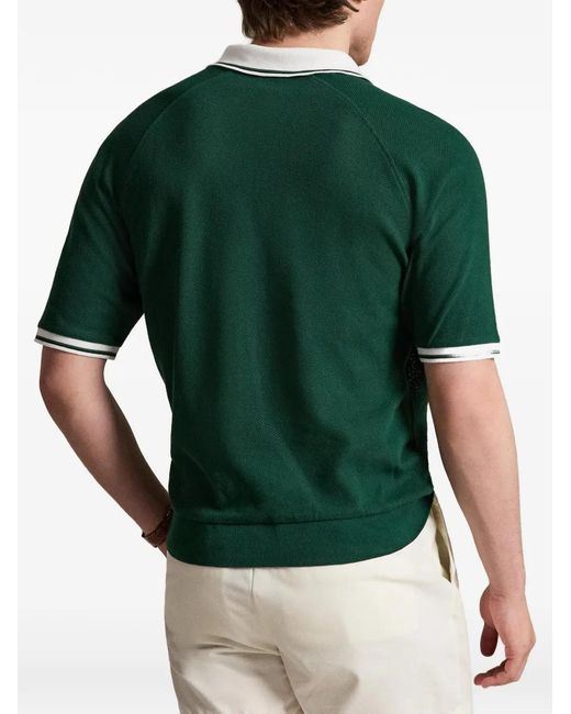 Polo Ralph Lauren Green Logo-Embroidered Johnny-Collar T-Shirt for men