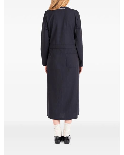 Societe Anonyme Blue Jap Pleated Wrap-Style Midi Dress