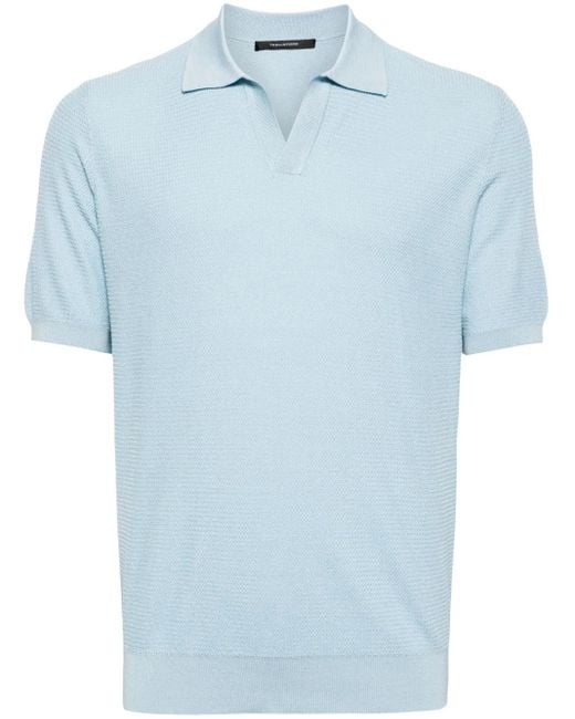 Tagliatore Blue Paco Spread-Collar Polo Shirt for men