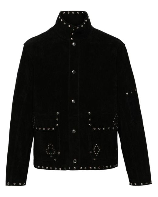 Bode Black Studded Detailing Suede Jacket for men