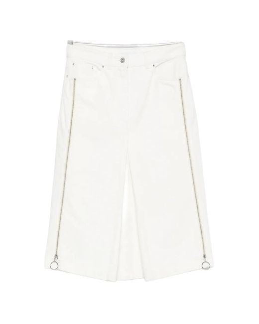 Rabanne White Zip-Detail Denim Midi Skirt