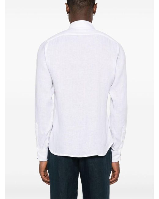 Kiton White Slub Linen Shirt for men