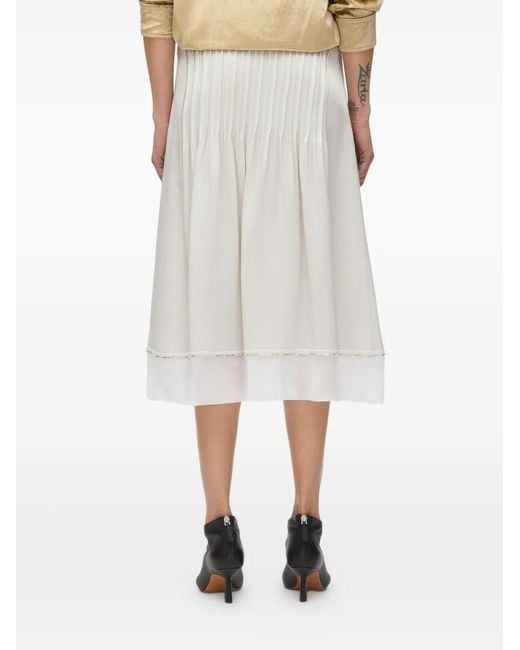 3.1 Phillip Lim White Jupe En Satin Ornée D'Incrustations De Cristal