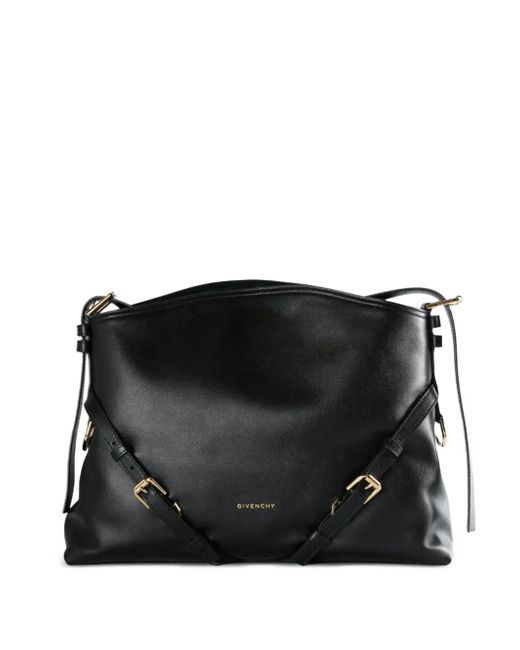 Givenchy Black Buckle-Strap Leather Shoulder Bag