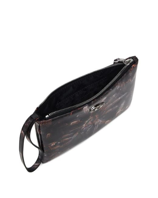 DIESEL Black Tarantula-Print Wristlet Pouch