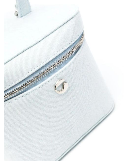 Coperni White Logo-Plaque Denim Tote Bag