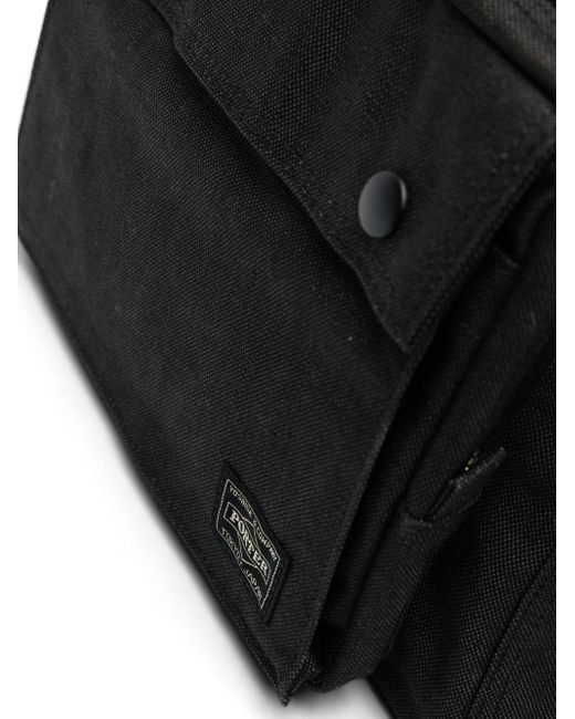 Porter-Yoshida and Co Black Smoky Logo-patch Backpack for men