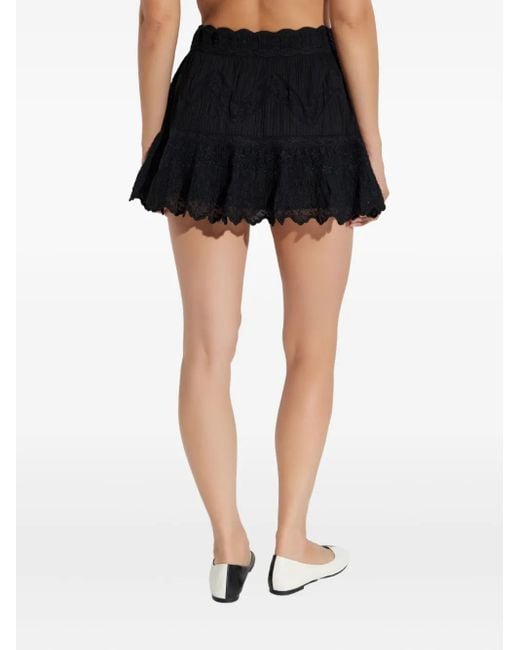 Minifalda con volantes bordados LoveShackFancy de color Black