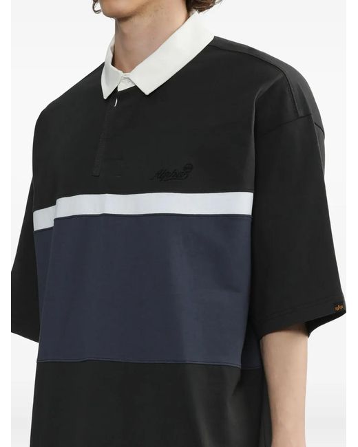 Alpha Industries Black Striped Polo Shirt for men