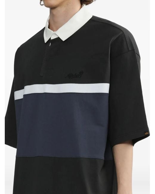 メンズ Alpha Industries ストライプ ポロシャツ Black