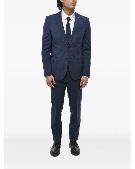 Corneliani Blue Single-Breasted Check-Pattern Suit for men