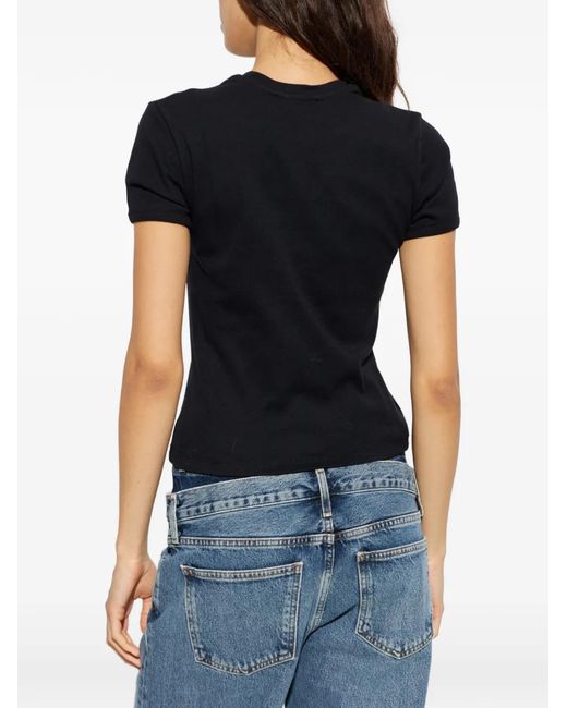 Coperni Black T-Shirt À Logo Strassé