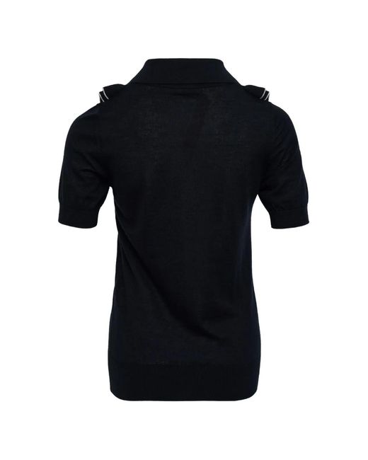 N°21 Black Button Fastening Ruffles Polo